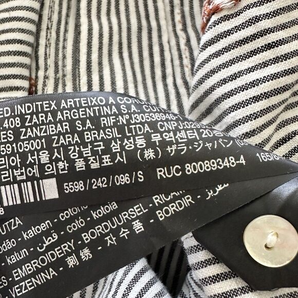 NWT Zara Collection S Striped Embroidered Embellished cotton Button Up Shirt - Picture 10 of 14